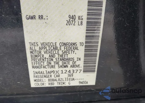 2018 Nissan Altima 2.5 Sl from USA, damaged, VIN 1N4AL3AP9JC124377